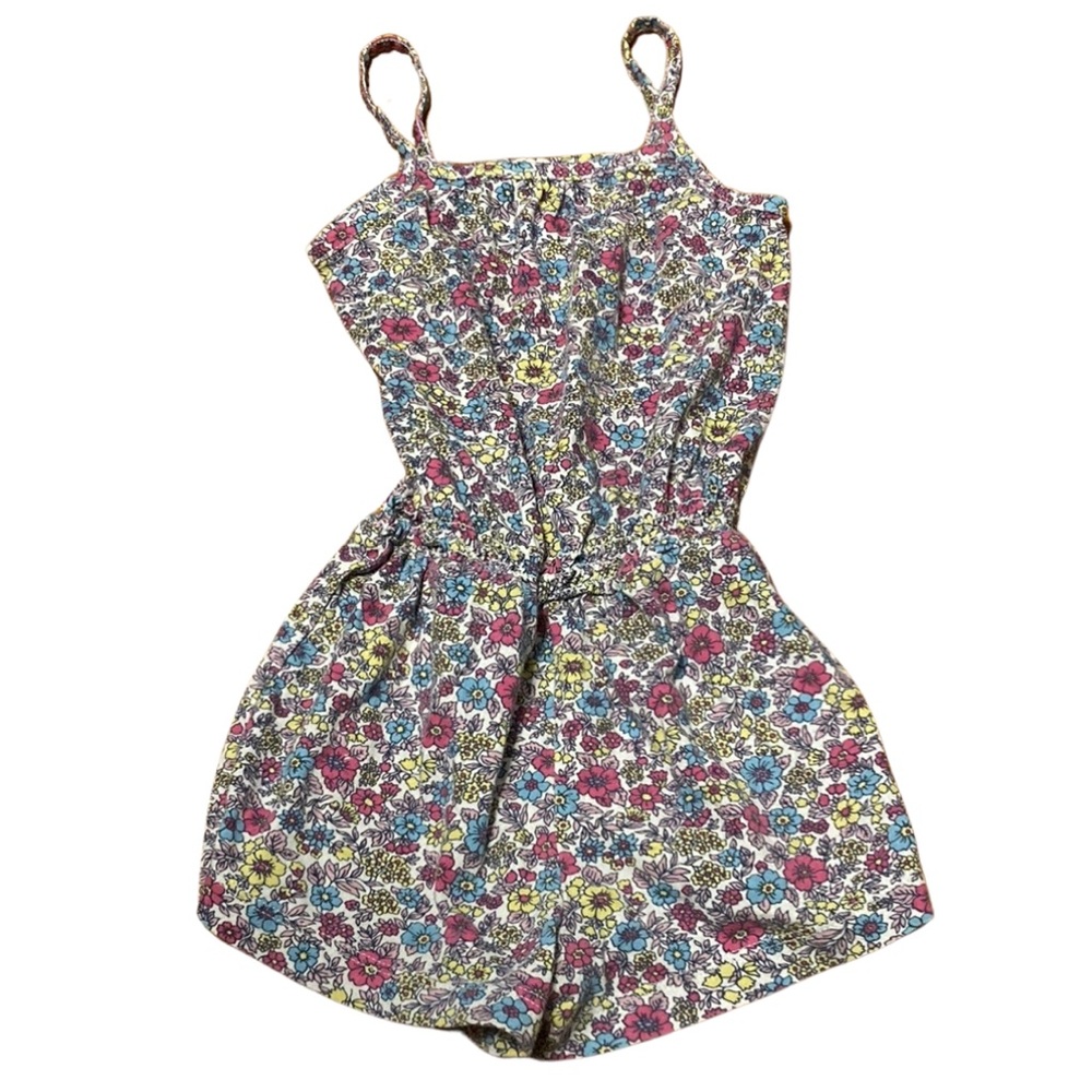 Baby Gap Girls Size 3T Floral Romper Yellow Pink Blue White Spaghetti Straps